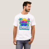 T-shirt Hello Summer Vibes - Tropical Cartoon Design (Devant entier)