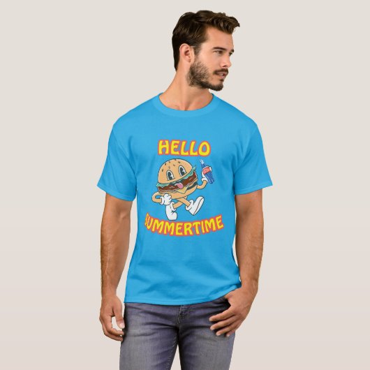 T-shirt Hello Summertime Hamburger et Cola (Devant entier)