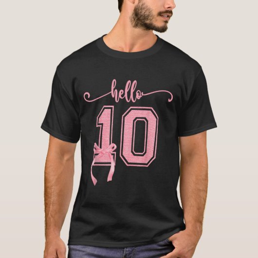 T-shirt Hello Ten Double Chiffres Cute Coquette Bow 10th B (Devant)
