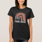 T-shirt Hello Third Grade 3rd Grade Rainbow Leopard Back T (Devant)