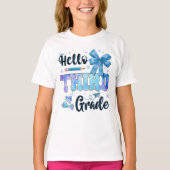 T-shirt Hello Third Grade First Day of School Coquette  (Devant)