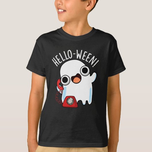 T-shirt Hello-ween Funny Ghost Pun Dark BG (Devant)