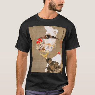T-shirt Hen et coq avec Grapevine par Ito Jakuchu