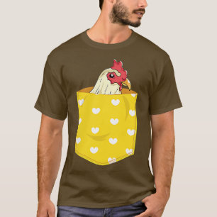 T-shirt Hen Ferme Animaux Fermiers Cute Pocket Poulet