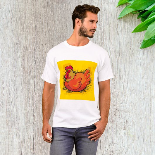 T-shirt Hen on Nest Bright Farmyard Chicken