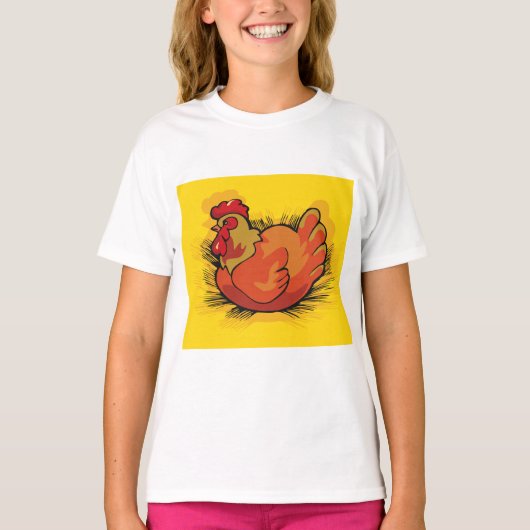T-shirt Hen on Nest Bright Farmyard Chicken (Devant)