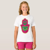 T-shirt Henna Hamsa Lotus Vert & Rose (Devant entier)