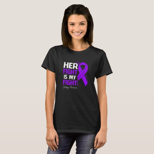 T-shirt Her Fight Is My Fight Epilepsy Awareness Feather (Devant entier)