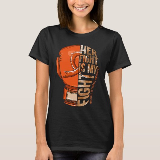 T-shirt Her Fight Is My Fight Multiple Sclerosis Orange Ri (Devant)