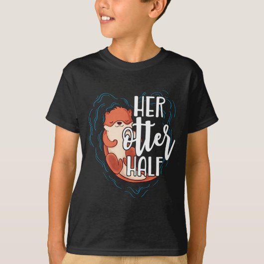 T-shirt Her Otter Half Pun Romantic Couple Valentine's Day (Devant)