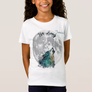 T-Shirt "Her Song" Coutume de la fille Wolf et Moon