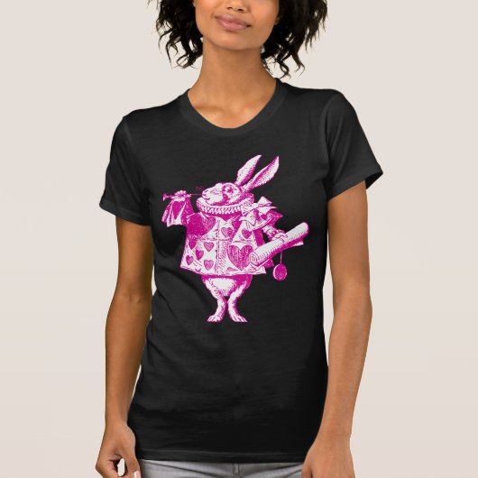 T-shirt Héraut de lapin blanc rose (Devant)
