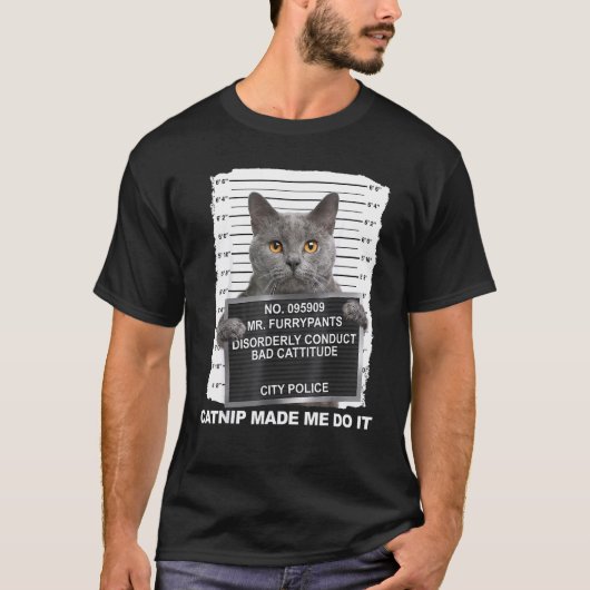 T-shirt Herbe à Chat M'a Fait Faire Ça  Chat (Devant)