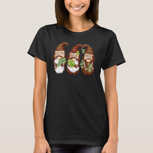 T-shirt Herbe Gnome Ciboulette Basil Cuisine persil Gnomes (Devant)