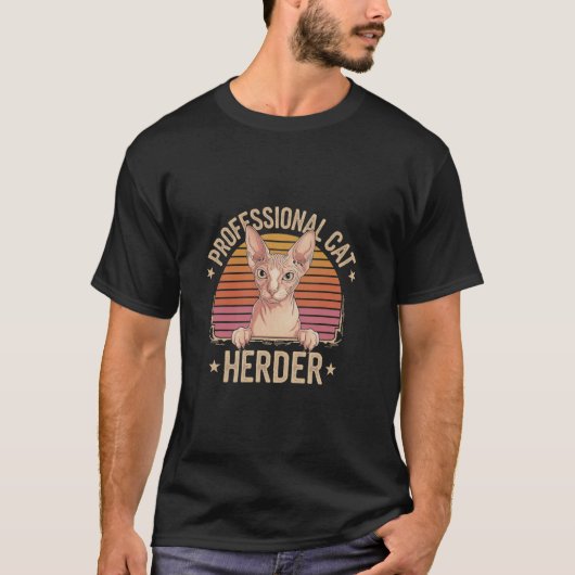 T-shirt Herder de chat professionnel Funny Sphynx Amoureux (Devant)