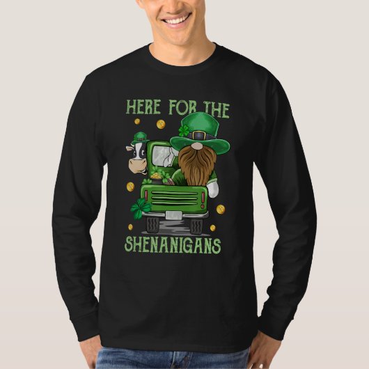 T-shirt Here For The Shenanigans Gnome Cow Cattle for St P (Devant)