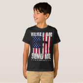 T-shirt Here I Am Send Me American Flag Cross Isaiah 6_8 B (Devant entier)