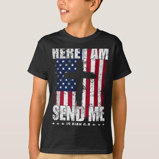 T-shirt Here I Am Send Me American Flag Cross Isaiah 6_8 B (Devant)