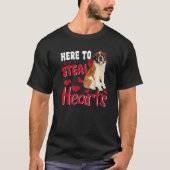 T-shirt Here To Steal Hearts Funny St Bernard Dog Valentin (Devant)