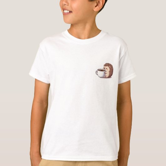T-shirt Hérisson adorable étreignant un café géant fumant (Devant)