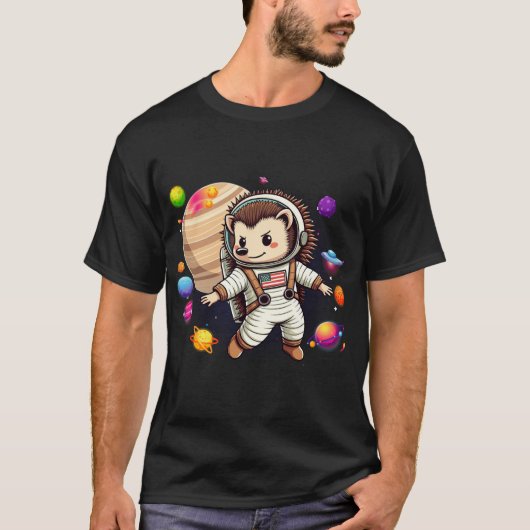 T-shirt Hérisson Astronaute : Explorez le Cosmos avec Notr (Devant)