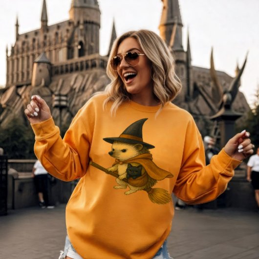 T-shirt Hérisson avec bébé Chat noir équitation avec bague