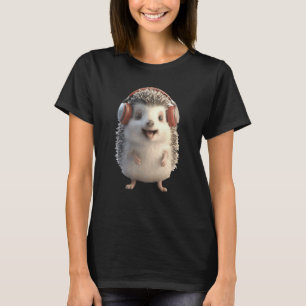 T-shirt Hérisson avec écouteurs Graphique de mignon animal