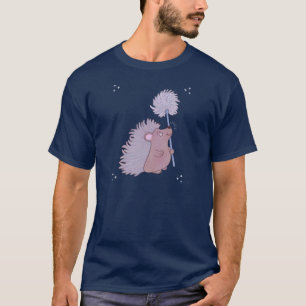 T-shirt Hérisson avec Pissenlit Douce Art Populaire de l