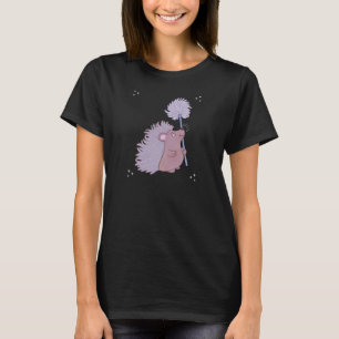 T-shirt Hérisson avec Pissenlit Douce Art Populaire de l