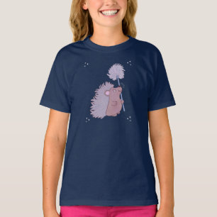 T-shirt Hérisson avec Pissenlit Douce Art Populaire de l