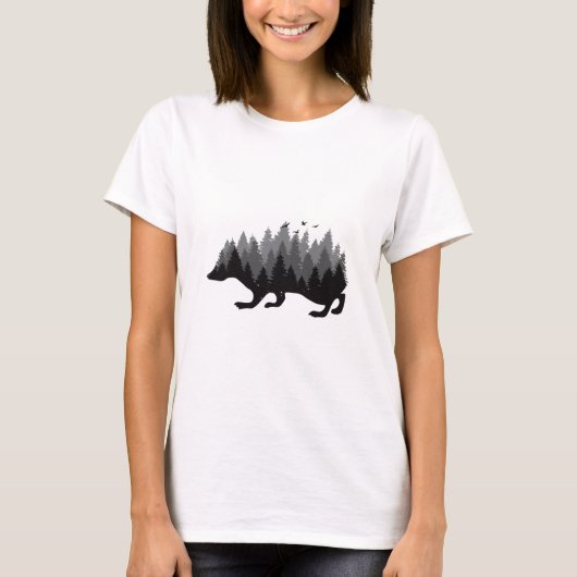 T-shirt Hérisson - Conception de la forêt (Devant)