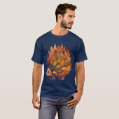 T-shirt Hérisson d'automne fait de feuilles drôle (Devant entier)