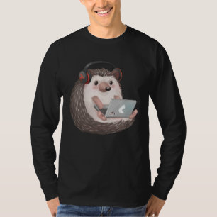 T-shirt Hérisson de musique mignon étudiant travaillant jo