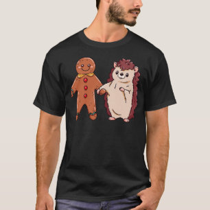 T-shirt Hérisson de Noël mignon avec l'homme en pain d'épi