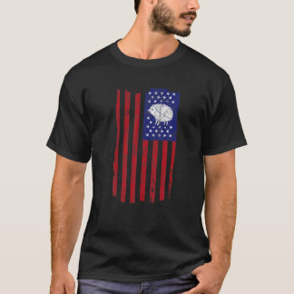 T-shirt Hérisson Drapeau Vintage américain Retro mignon an