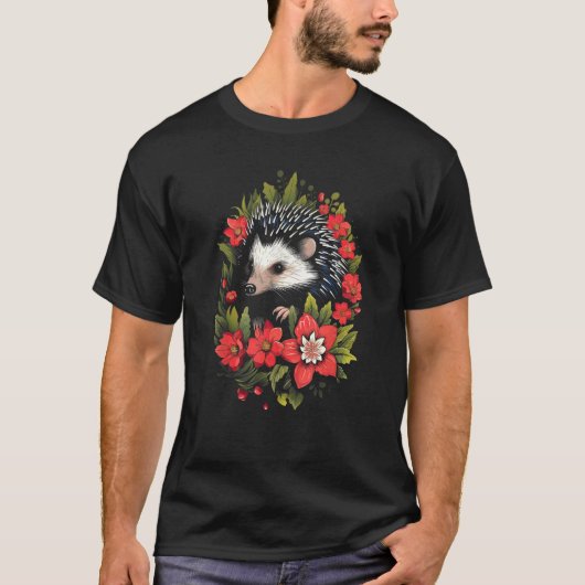 T-shirt Hérisson et fleurs (Devant)