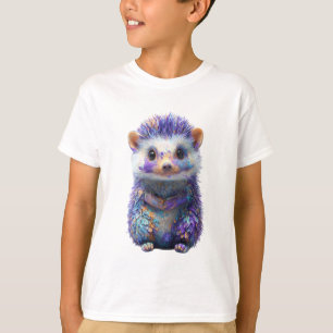 T-shirt Hérisson Galaxie Violet Aquarelle Fantaisiste Enfa