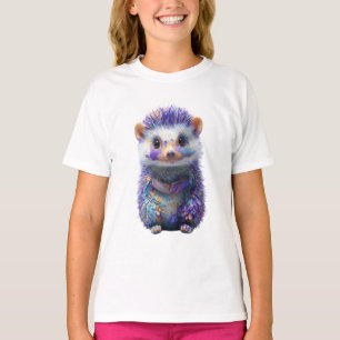 T-shirt Hérisson Galaxie Violet Aquarelle Fantaisiste Enfa