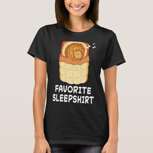 T-shirt Hérisson Hérisson Hérisson Nap Dormir Pyjama Nuit (Devant)