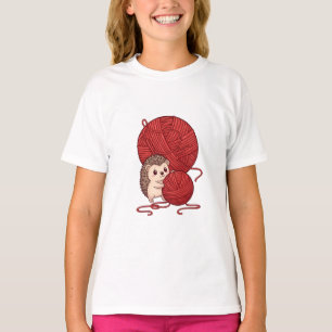 T-shirt Hérisson Mignon Avec Boules de Fil Rouge Enfants