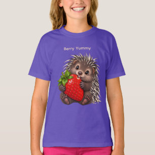 T-shirt Hérisson Mignon avec Personnalisation Fraise