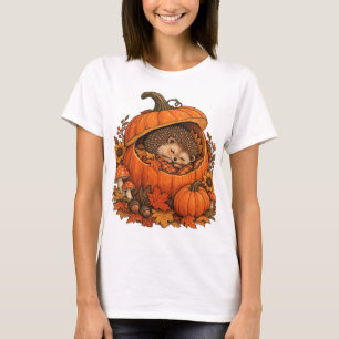 T-shirt Hérisson Mignon Dormant Citrouille Cosy Automne