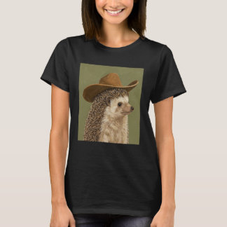 T-shirt Hérisson Mignon Portant un Chapeau de Cowboy