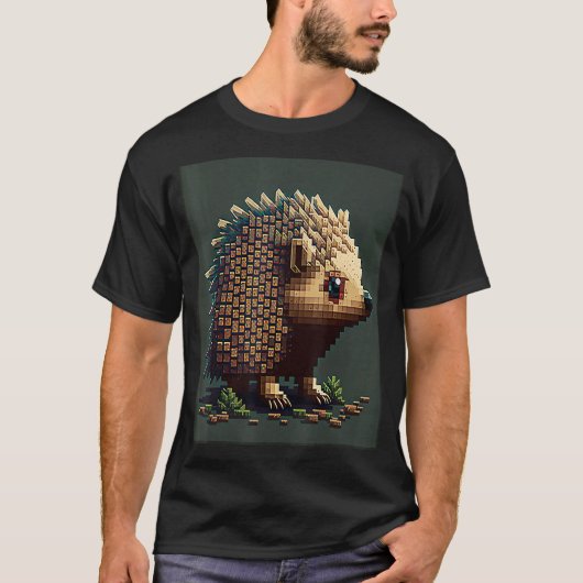 T-shirt Hérisson rétro 8 bits Pixel Art (Devant)