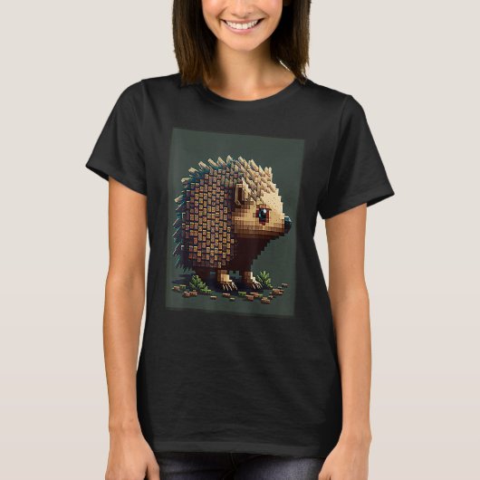 T-shirt Hérisson Rétro 8 bits Pixel Art (Devant)