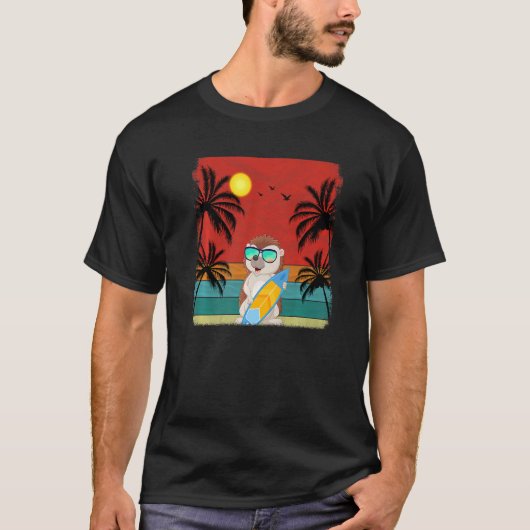 T-shirt Hérisson rétro graphique de l'arbre à noix de coco (Devant)