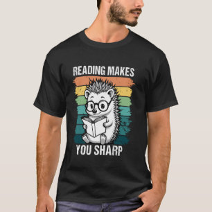 T-shirt Hérisson Rétro Mignon Lisant Un Livre Amoureux Des