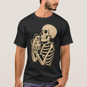 T-shirt Hérisson squelette Halloween os crâne gothique Ani