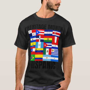 T-shirt Heritage Month Hispanic pays spanish flags