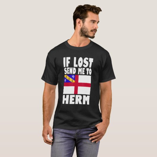T-shirt Herm Flag Design If lost send me to Herm (Devant entier)